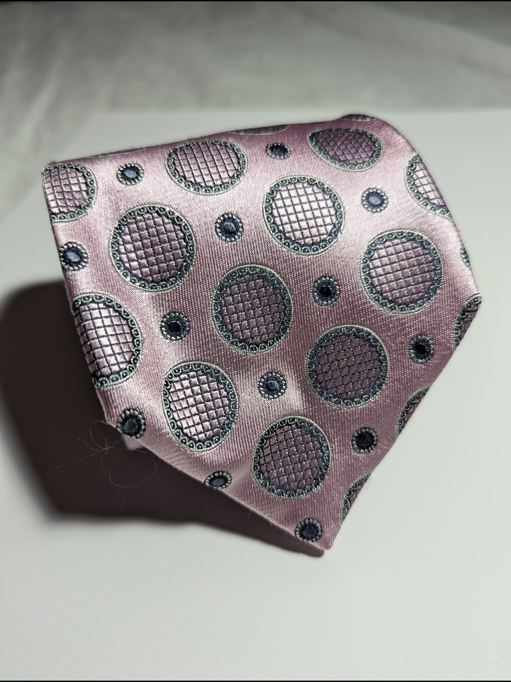 Ermenegildo Zegna Pink Geometric 100% Silk Tie Luxury Italian Designer